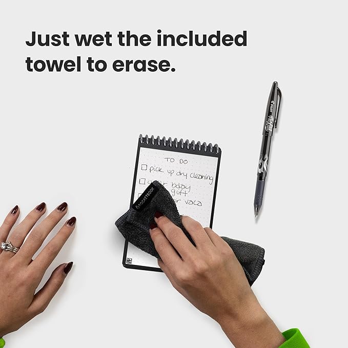 Rocketbook New Mini Reusable Smart Notepad, Pocket Size Notebook 3.5x5.5, Black - Dotted Pages, App-Connected, Erasable, Ideal for On-The-Go List Taking & Quick Notes Anywhere