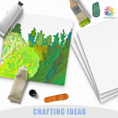 Mat Board Center, 25 Pack 8x8 Corrugated Cardboard sheet, 1/8 inch thick, Flat Cardboard Inserts for Mailing, Packaging & Shipping, Cardboard Backing, Craft Card Board (White on one side)