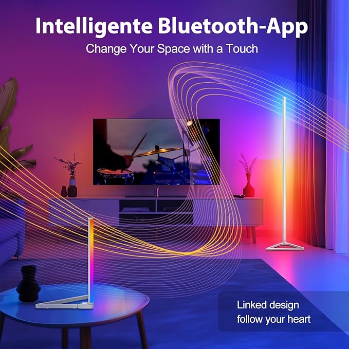 Floor Lamp,16 Million Colors LED Floor Lamps 141 cm Lamps for Living Room with Music Sync,Standing Lamp with App and Remote Control,Gaming Ambient Lighting Corner Lamp Bedroom Decor