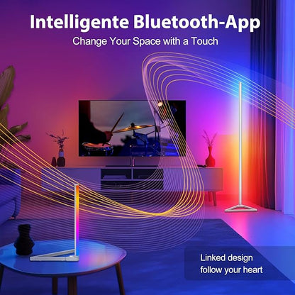 Floor Lamp,16 Million Colors LED Floor Lamps 141 cm Lamps for Living Room with Music Sync,Standing Lamp with App and Remote Control,Gaming Ambient Lighting Corner Lamp Bedroom Decor