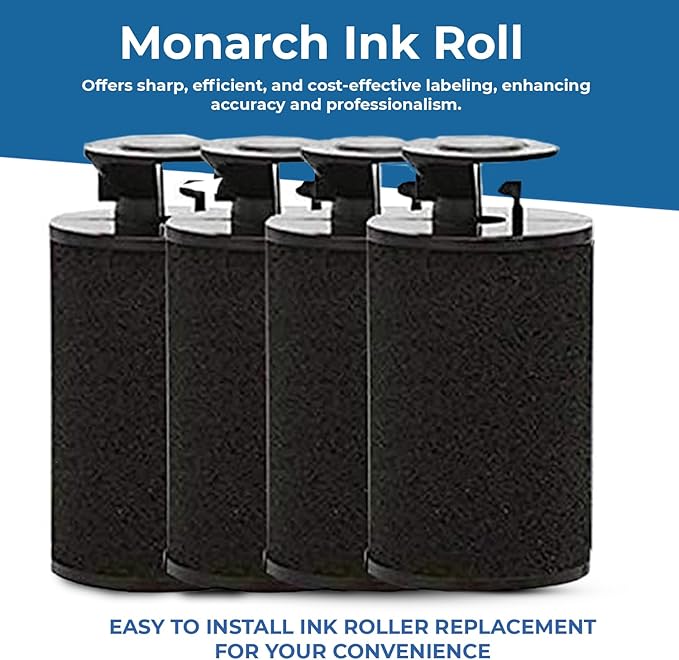 Perco Ink Roll for Monarch 1131 and 1136 Price and Date Guns - Pack of 4 Replacement Inkers for Monarch 1131 and 1136 Labelers - Easy to Load, Premium, Clear & Bold Prints - Made in USA