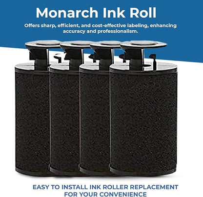Perco Ink Roll for Monarch 1131 and 1136 Price and Date Guns - Pack of 4 Replacement Inkers for Monarch 1131 and 1136 Labelers - Easy to Load, Premium, Clear & Bold Prints - Made in USA