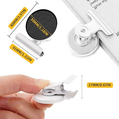 VNDUEEY 20 Pack White Magnetic Clips Fridge Magnet Clips, Whiteboard Clip Magnets Fridge Magnetic Clips, Magnetic Clips for Refrigerator, Strong Magnets with Clips for Whiteboard on Home Office