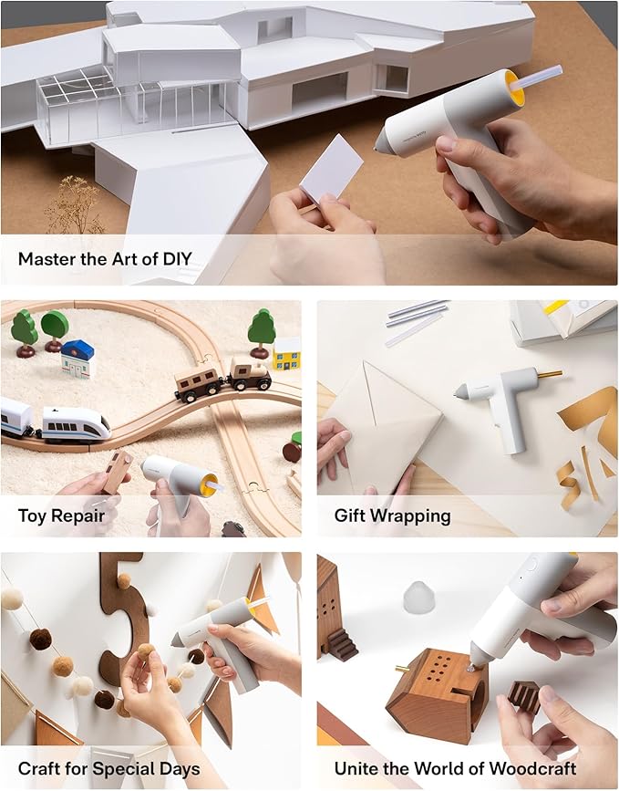 HOTO Cordless Hot Glue Gun Kit – 40 Glue Sticks, 30s Fast Preheating, 3000mAh, Dual Anti-Scald Protection & Auto Dispensing – Safe for Kids, Anti-Drip Nozzle, Perfect for DIY, School Crafts & Repairs