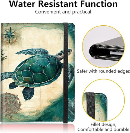 Turtle PU Leather Padfolio Clipboard Notepad with Pen Loop and Elastic Strap Interview/Resume Document Organizer for Business School Office