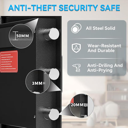 1.8 CUB Drop Safe, Safe Box with Front Drop Slot Fireproof, Digital Security Safe Box with Combination Lock, Security Money Safe for Cash and Documents, Silent Safe for Business Office Home