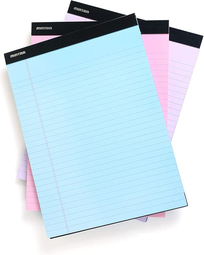Mintra Office Legal Pads, ((xBasic, 8.5in x 11in, Wide (Pastel), 36pk (6-6pks)), Wide Ruled, 50 Sheets per Notepad, Micro perforated Writing Pad, Notebook Paper for School, College, Office, Work