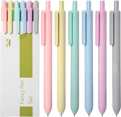 Mr. Pen- Retractable Gel Pens, 6 Pack, Color Ink Gel Pens Fine Point, Pastel Colors, 0.7mm Gel Pens Fine Point, Retractable Pens, Cute Pens, Aesthetic Pens for Journaling Fine Tip Pens