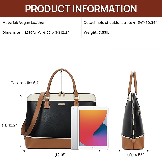 Telena Laptop Tote Bag for Women, 15.6 Inch Shoulder Tote Bag Leather Briefcase for Women, Large Capacity Handbag Bags