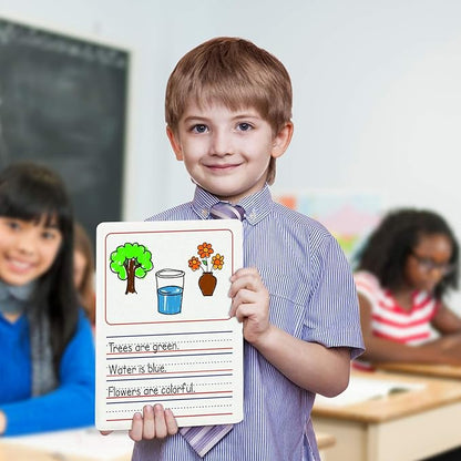 Double Sided Whiteboard 9”x12” Story Lined Dry Erase Board for Kids Writing Board Age 3-5 Practice Drawing Small White Board Teacher Elementary Grade 1 Kindergarten Preschool