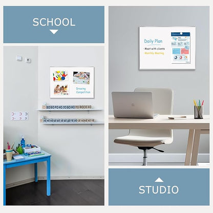 Whiteboard for Wall, 24" x 18" Magnetic White Board Dry Erase Board with Silver Aluminum Frame, Hanging Wipe Board for Office, Home, School