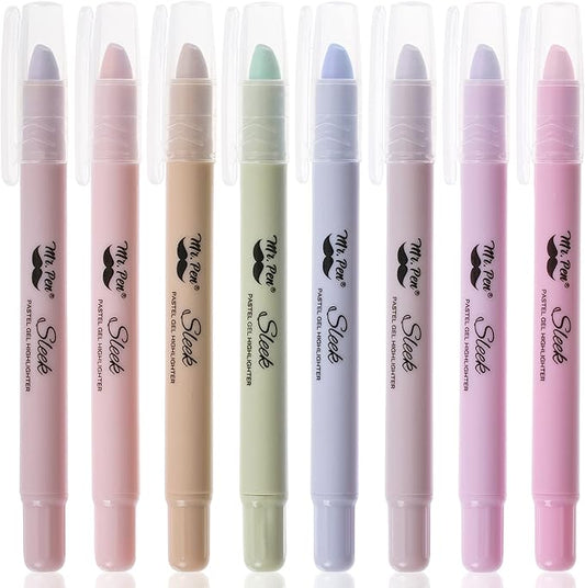 Mr. Pen- Gel highlighter, 8 Pack, Morandi Colors, Bible Highlighters Quick Dry, No Bleed, Assorted Pastel Colors, Bible Markers