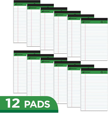 KAISA Small Legal Pad Writing Pads, 50 sheets 5"x8" College Ruled Legal Ruled Recycled Lined Paper Notepads,12pads, KSU-5262