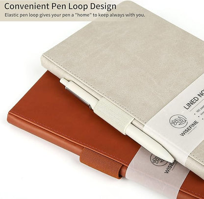 Hardcover Executive Notebooks, 160 Pages Line Ruled Classic Notebook Journal, Leather Notebooks with Pen for Bussiness College Writing Grey