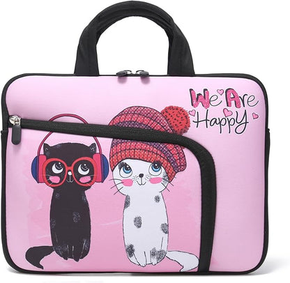 11.6 12 12.5 inch Laptop Sleeve Chromebook Case Ultrabook Case Notebook Sleeve Tablet Case Neoprene Handle Sleeve for Men Women, Two Pockets Fit Apple MacBook Air Samsung Acer HP DELL (Cute Cats)