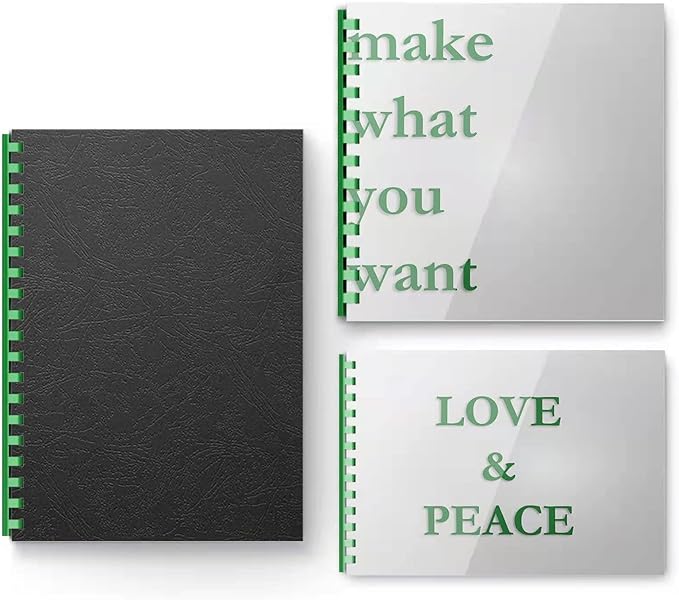 TOTiyea Binding Covers and Combs Kit, 20 Pcs Colorful Binding Combs,50 Pcs Leather Texture Paper Binding Cover and 50 Pcs 8 Mil Clear Presentation Covers,Binding 8.5x11 Inches Paper.