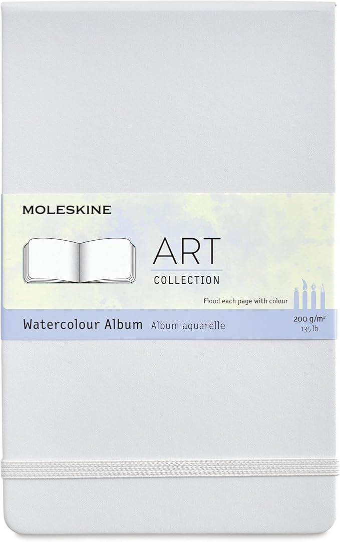 Moleskine Art Watercolor Album, Large, Plain, Cool Gray, Hard Cover (5 x 8.25)