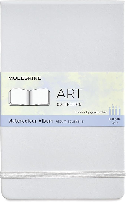 Moleskine Art Watercolor Album, Large, Plain, Cool Gray, Hard Cover (5 x 8.25)