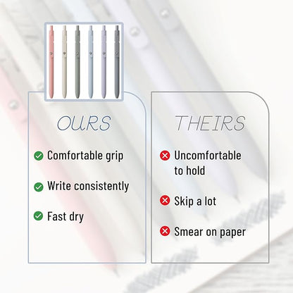 Mr. Pen - Retractable Fine Point Gel Pens, 6 Pack, Morandi Barrels, Fast Dry Ink, Cute Aesthetic Pens for Journaling