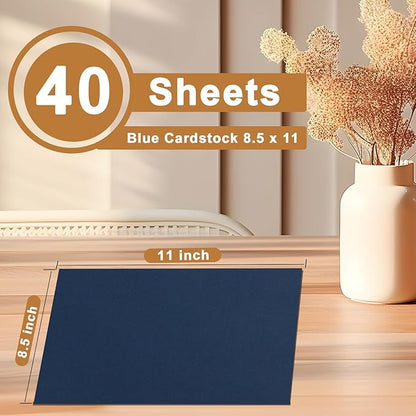 40 Sheets Navy Blue Cardstock 8.5 x 11 Scrapbook Paper, 200gsm/75lb Heavyweight Paper Card Stock for DIY Card Making, Greeting Cards, School Crafts, Wedding Invitations, Thank You Cards