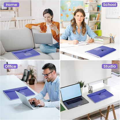 13 Pocket Expanding File Folder Accordian File Organizer, A4 Letter Size Paper Document Receipt Holder for School Office Supplies, Purple Blue