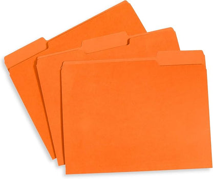 Blue Summit File Folders, Letter Size, 1/3 Tab, Orange, Great for Organizing and Easy File Storage, 200 Per Box