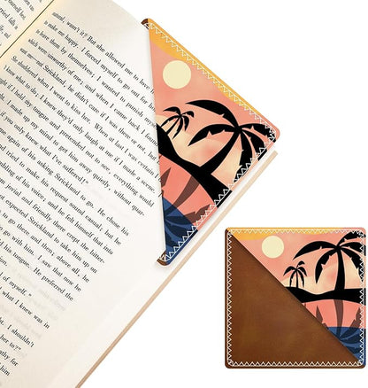 Personalized Leather Bookmarks, Fun & Cute Book Accessories for Reading Lovers, Unbreakable Page Markers for Women Men Girls Boys Student Teacher Kids Retirement Birthday Gifts (Coconut Tree)