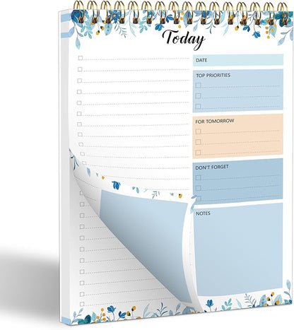 To Do List Notepad - To Do List Notebook for Work with 52 Sheets, 6.5" x 9.8" Checklist Productivity Organizer with Hourly Schedule for Task Management-Azure