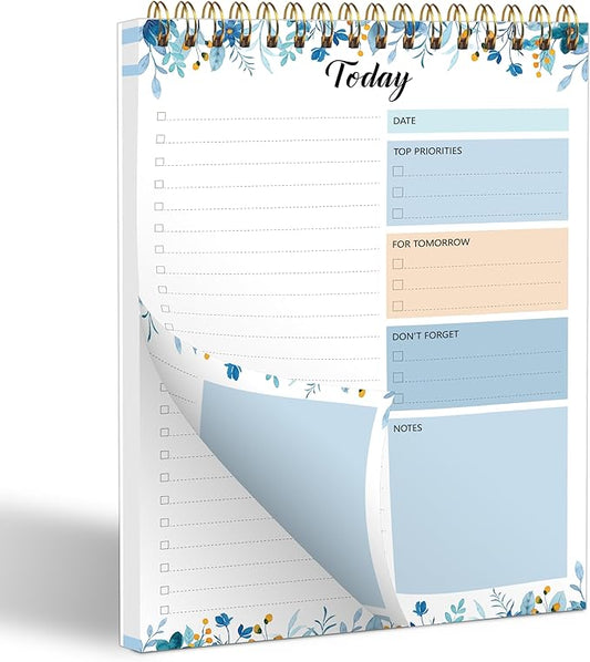 To Do List Notepad - To Do List Notebook for Work with 52 Sheets, 6.5" x 9.8" Checklist Productivity Organizer with Hourly Schedule for Task Management-Azure