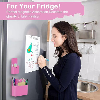 Magnetic Pen Holder,2 Pack Magnetic Dry Erase Marker Holder with Generous Compartments,Strong Magnet Storage Marker Pen Pencil Organizer for Refrigerator,Whiteboard,Locker Accessories