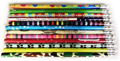 SKKSTATIONERY 288pcs Assorted Colorful Pencils Wooden Pencil with Eraser Pencil Assortment, Novelty Kids Awards & Incentives Pencils