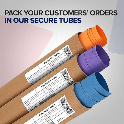 4" x 24" Reinforced Kraft Paper Mailing Tube, Pack of 1 Tube with 2 Caps – Secure USPS Approved Poster Tube – Cardboard Tube for Shipping and Storing Posters, Prints, Artwork, or Documents