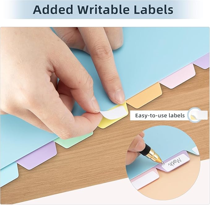 16Pcs/2 Sets Binder Dividers for 3 Ring Binder,8 Tab Plastic Dividers with Tabs, Pastel Color File Dividers, Notebook Dividers for School, Office