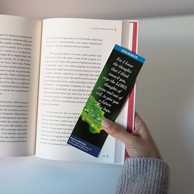 Christian Bookmark with Bible Verse, Pack of 25, Assurance Themed, For I Know the Thoughts That I Think Toward You Says the Lord, Jeremiah 29:11