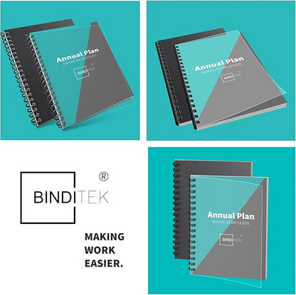 Binditek 200 Pack Binding Covers and Backs Set, 8.5 x 11 Inches, Including 100 Pcs 10 Mil Clear PVC Binding Covers, 100 Pcs 12 Mil Sand-Textured Polycovers, for Letter Size