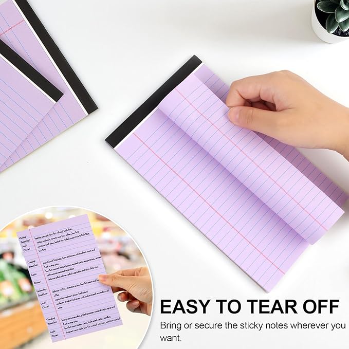 Utron 6 PCS Small Legal Pads 5x8 Purple, Narrow Ruled Small Note Pads 5x8, Micro Perforated Writing Pad, College Ruled Legal Notepads 5x8 for Study, Office, To-Do Lists(30 Sheets/Small Notepad)
