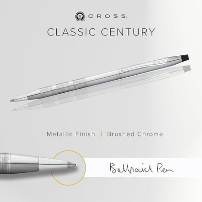 Cross Classic Century Refillable Ballpoint Pen, Medium Ballpen, Includes Premium Gift Box - Satin Chrome