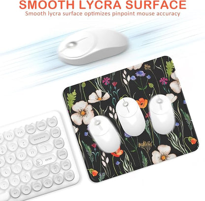 eulps Mouse Pad with Stitched Edge, Multiple Patterns Computer Mouse Pads with Non-Slip Rubber Base, Washable Cloth Mousepad, for Gaming, Laptop, PC (Wildflower Night)