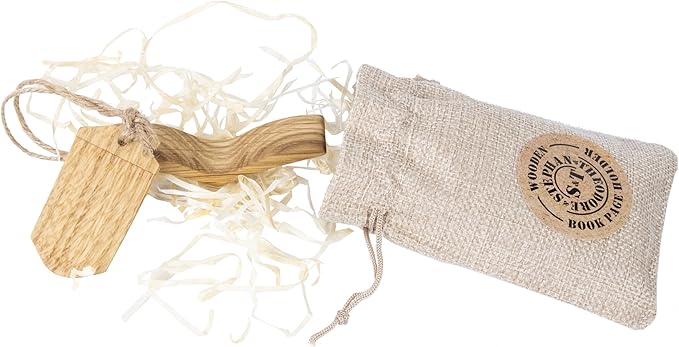 Handmade Wooden Book Page Holder - Wooden Thumb Bookmark - Novel Reading Accessories, Book Gadgets, Presents for Readers, Book Lovers Gifts, Bookworm (Oak Natural)