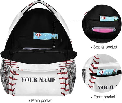 AUUXVA Custom School Backpack for Boys Kids with Name/Text Personalized Bookbag Add Your Name Customized Backpack Sports Baseball School Bag Laptop Backpack Travel Camping Daypack
