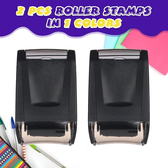 Sherr 2 Handwriting Line Stamp Roller Dashed Handwriting Lines Practice Roller Stamp for Kids, Teachers Kindergarten Education Classroom Back to School Need(2.72 x 2.44 x 1.54 Inch,Black)