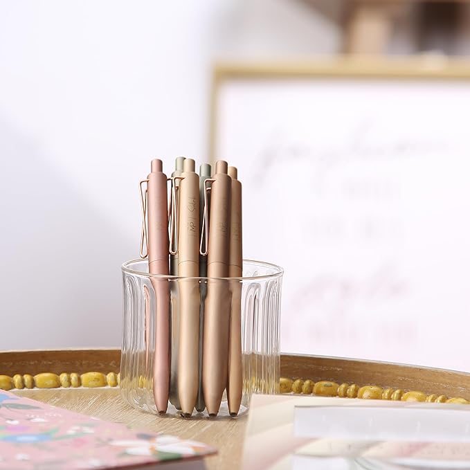 Mr. Pen- Retractable Gel Pens, 6Pack, Black Ink Gel Pens Fine Point, Metallic Earth Color Barrels, Retractable Pens, Gel Ink Pens, Aesthetic Pens for Journaling Fine Tip Pens