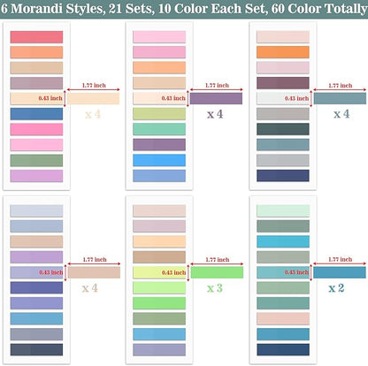 SIQUK 4200 Pieces Sticky Tabs for Annotating Books Tabs Morandi Sticky Flags Clear Transparent Page Markers Strip Page Flags Colored Tabs Writable and Repositionable Book Annotation Tabs