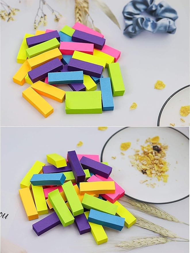 (30 Pack) Sticky Notes 1/2 x 2-Inches, 6 Colors Post Self Page Markers Pad Its, Bright Colors Sticky Notes for Office, Home, School, Meeting, 3000 Sheets Total.