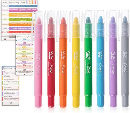 Mr. Pen- Gel Highlighter, 8 Pack, Assorted Colors, Bible Highlighters No Bleed with Bible Color Coding and Interpretation Guide, No Bleed Highlighters, Bible Highlighter, Bible Markers