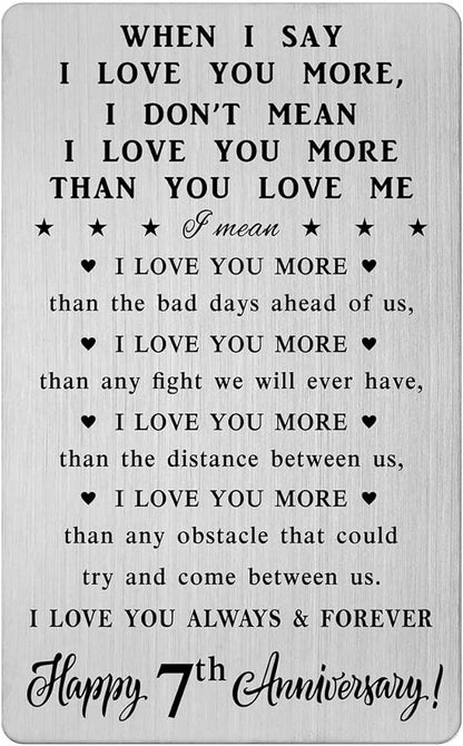 CPLJW 7th Anniversary Card Gifts for Her, 7 Year yr Happy Anniversary Romantic Wallet Card Gifts for Him