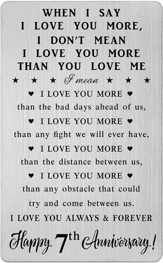 CPLJW 7th Anniversary Card Gifts for Her, 7 Year yr Happy Anniversary Romantic Wallet Card Gifts for Him