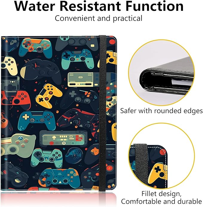 Gaming Controllersca Padfolio Folder with Clipboard,Portfolios Organizer Clipboards with Storage Clipboard Writing Pad PU Leather Conference Document Organizer with Business Card Holder