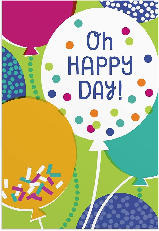 DaySpring - Birthday - Oh Happy Day - 4 Birthday Art Design Assortment with Scripture - 12 Birthday Boxed Cards and Envelopes