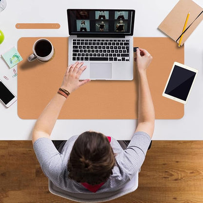 Boutilon Leather Desk Pad 30" x14",Non-Slip Mouse Pad,Office Desk Mat,Waterprooft PU Leather Desk Blotter,Desk Pad Protector,Desk Writing Pad for Home Office Decor (M-Orange Pink)